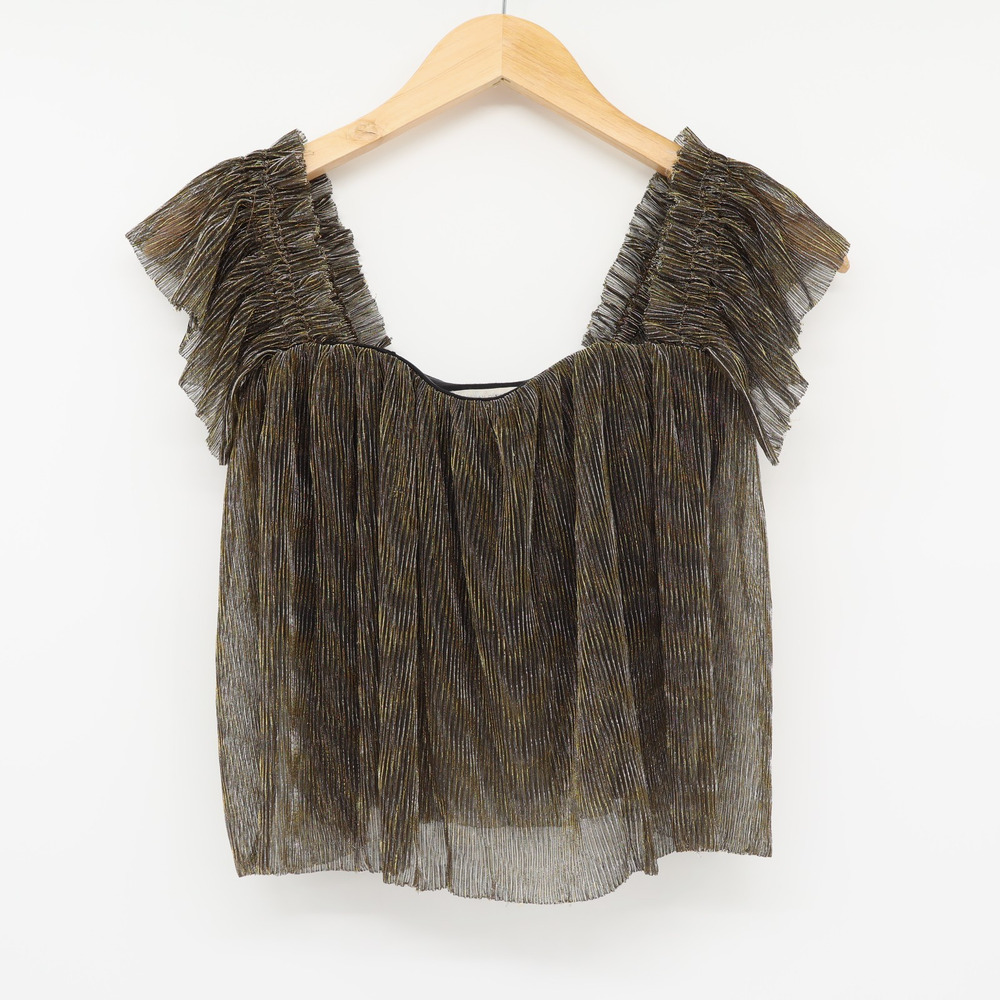 Urban Outfitters Women's Pleated Shimmer Off-The-Shoulder Gold Top Size XS NWT